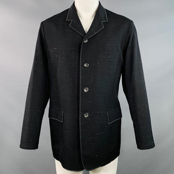 YOHJI YAMAMOTO Size S Black Grey Wool Blend Contrast Stitch Jacket - Picture 1 of 8